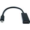 System-S Cavo HDMI 25 cm 1080p standard femmina a USB 3.1 tipo C maschio adattatore nero