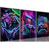 BGFCE 3 pezzi Decorazione per sala giochi Neon Gaming Poster Wall Art Gamer Accessori a tema Stampa su tela per console di gioco Immagine per bambini Giochi per ragazzi Camera da letto per ragazzi