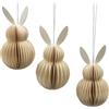 Dekohelden24 Honeycomb - Set di 3 appendini decorativi in carta, decorazione pasquale, coniglietto nido d'ape in carta velina, coniglietto pasquale in carta/cartone bianco, magnetico, confezione da 3 pezzi, L/B/H