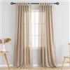 VOILYBIRD Tende semi velate in lino, con passanti per filtrare la luce, eleganti tende e tende per soggiorno (marrone chiaro, larghezza 132 x lunghezza 213 cm, 2 pannelli)