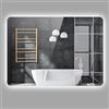 FANTASK Specchio da bagno rettangolare a LED, in vetro temperato, con controllo touch, dimmerabile, funzione anti-appannamento e memoria (70 L x 50 B)