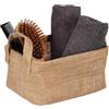 WENKO Cestello portaoggetti Juna S, cestello decorativo per riporre in modo ordinato accessori, con due pratici manici, materiale esterno 100% iuta, 20 x 15 x 15 cm, marrone