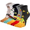 LOFIR Calzini Divertenti con Dita Separate per Donna Calzini 5 dita con Animali in Cotone, Calze con Dita Antiscivolo, Taglia 35-41, 5 paia