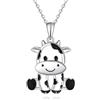 Fryneauy Mucca E Mucca Delle Highlands Collana Argento Sterling 925 Collana Ciondolo Regalo Mucca Per Le Donne Sorelle Ragazze, 18 pouces + 2 pouces réglables, Argento sterling, Senza Gemme