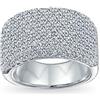 Bling Jewelry Anello personalizzato con micro pavé di zirconi cubici AAA per cocktail, anniversario, ampio pavé CZ, dichiarazione di anniversario 1/2 eternità, per matrimonio, per donna, in argento sterling .925