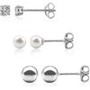 LA TRIADE STUDIO® 3 PAIA DI ORECCHINI DONNA ARGENTO 925 - PERLA, ZIRCONE, SFERA - IL TRIO PERFETTO PER OGNI OCCASIONE - STILE, LUCE, PERSONALITÀ