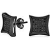 Bling Jewelry Orecchini a perno a forma di aquilone con zirconi cubici neri a pavé micro per uomini, placcati in nero, argento sterling .925, 11MM