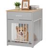 DAWNYIELD Cuccia per Cani Piccoli in Legno Stile Mobile, con Porta a Ribalta Bloccabile e Cassetto, Mobili per Cani, Gabbia o Kennel Interno per Cuccioli, Grigio