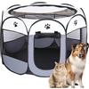 LUPATDY Recinto per Cani da Interno, Portatile Box Cani per Interno ed Esterni, Box Pieghevole per Cane e Gatti, Kennel Cane Piccolo, Gabbia per Gatto, Cucciolo Conigli,74 x 74 x 43 cm (Grigio-Bianco)