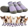 GAZIL Set 4 Scarpe per Cani Viola Impermeabili e Leggere, Stivaletti Antiscivolo per Zampe Ferite, Protezioni Flessibili per Cani Piccoli 6-9 kg (Lunghezza Zampa ≤4,8 cm)