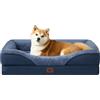 EHEYCIGA Memory Foam Cuccia Cane Interno Taglia Media, Impermeabile Divano per Cani Sfoderabile e Lavabile, Letto per Cani con 4 Bordi Rialzati, Blu Scuro, 89x56x16.5cm