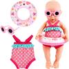 CHONGQILAO Costume da Bagno per Bambole, Vestiti per Bambole per New Born Baby Doll con Costumi da Bagno, Occhiali da Sole, Anello da Nuoto, Vestiti Bambola Vestiti Bambole Reborn per Bambole 35-45 cm