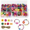 NewZC Kit Perline per Braccialetti Bambina - Set Creazione Gioielli Ragazza con 400 Pezzis Colorati Perline Legno di Crea Bracciali Collana - Giochi di Creare Gioielli Regalo Ragazza 5-8 Anni