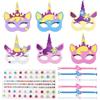 Saier tbo Set di 13 maschere a forma di unicorno, per bambini, creative, fai da te, con maschere in feltro, braccialetto in silicone, adesivi con strass, per compleanno, pensierini, carnevale, feste a