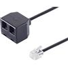 1aTTack.de 1x 0,15 m - Adattatore di accoppiamento da spina RJ10 a 2x RJ10 0,15 m Contatti placcati in oro Alloggiamento in ABS Non schermato