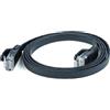 PNI Cavo di rete piatto S/STP CAT7 U7015B, Patch, 2 x RJ45, 4 coppie di fili, 32AWG, rame, 10 Gbps, 600 MHz, 1,5 m, nero