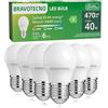 bravotecno Lampadine LED E27, Classe Energetica B, E27 LED Luce Calda 3000K, 2,5W 470LM G45, Equivalente a 40W, Angolo di Illuminazione 360°, Non Dimmerabile, Basso Calore & Lunga Durata, 6 Pezzi