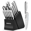 MOSFiATA Set Coltelli da Cucina Professionali con Ceppo e Affilatura Acciaio per Carne, Verdure, Pane e Frutta