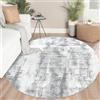 Famibay Tappeto rotondo per soggiorno, 150 cm, moderno, astratto, grigio, lavabile, per camera da letto, tappeto rotondo a pelo corto, antiscivolo, per sala da pranzo, camera dei bambini, corridoio