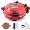 KLAIF Forno elettrico per pizza da banco con pietra in ceramica da 31 cm, due controlli di temperatura regolabili e 4 utensili per pizza LMR-rosso