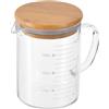PATIKIL 350ml Misurino in Vetro, 3,3 Vetro Borosilicato Graduato Bianco Bicchiere Dosatore Liquidi in Scale Stampata con Coperchio Legno Beccuccio a V per Cucina