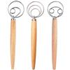 DBAILY Professional Danish Dough Whisk, DBAILY 3pcs Frusta Pasta Danese Manico in Legno Fruste da Cucina in Acciaio Inox per Cuocere Torte Dessert Acida Pizza Pasticceria