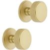 Infinity Decor Set di maniglie per mortasa moderne con design zigrinato, per porte interne, 55 mm, in ottone massiccio, finitura in ottone satinato