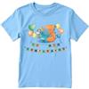 Handmade T-shirt in cotone adatto al compleanno 3 anni con tema dinosauro (Celeste, 5/6 anni)