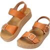 JOMIX Sandali da Donna con Zeppa in Sughero, Doppia Fibbia e Fascia Posteriore, Scarpe Estivi Comodi per la Spiaggia e il Tempo Libero WWS260452 (Caramello, 40)