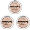 Essence Cosmetics Essence Mattifying Compact Polvere, N. 04 perfetto, beige, nude, per pelli secche, per pelli impure, opacizzanti, opache, vegane, senza nanoparticelle, confezione da 3 (3 x 12 g)