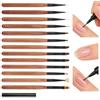 KOSLEOW 12 Pennelli per Nail Art in Legno di Sandalo Naturale con Custodia in Pelle, Set Completo per Gel Unghie Ricostruzione, Acrilico e French Manicure, Include Pennello Liner, Dettaglio