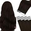 Easyouth Extension Capelli Umani Biadesivo Marrone Extension Biadesive Capelli Veri Marrone più Scuro Naturale Biadesive Capelli Extension Lisci 55 cm 50g 20Pz