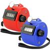 KTRIO Contatore a mano, contatore a 4 Digit Counter, 2 pezzi ABS Counter Clicker con cordino per persona, Coaching, Knitting, Golf and Row Counter, Red and Blue