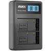 ayex Caricatore USB doppio adatto per batterie Panasonic tipo DMW-BLF19E - Ricarica tramite presa USB, laptop, power bank o PC - Display LCD con indicatore di carica