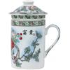 lachineuse - Teiera/Tazza per infusione - Design Peonia Rossa - Simbolo di Successo e Ricchezza - Porcellana - Multicolore - Altezza 14,5 cm - Idea Regalo in Stile Asiatico