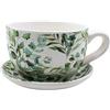 Dekohelden24 Vaso per fiori, vaso per piante, vaso per piante, vaso per fiori, vaso per piante con manico in ceramica, motivo viticcio, 20 x 15 x 12 cm (lunghezza x larghezza x altezza).