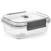 H&H Contenitore In Vetro Borosilicato 1040 Ml Con Coperchio Ermetico E Valvola Sottovuoto, Rettangolare 20x16 Cm, Forno E Microonde (Senza Coperchio), Lavabile In Lavastoviglie