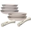 San Ignacio Set di 5 pezzi: 5 padelle Ø18Ø20Ø24(x2) Ø28cm in alluminio pressato con rivestimento ILAG con 2 manici estraibili