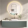 HOKO® Specchio da Bagno con Luce, Antiappannamento Rotondo 80cm con Cornice Metallica Dorata. LED Economico in Energia, Interruttore Tattile, Luce Regolabile Caldo-Freddo-Neutro