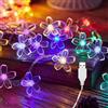 ENLACE Catena luminosa a LED con fiori di ciliegio, alimentata tramite USB, 3 metri, 20 fiori multicolori, luce fissa
