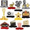 Bubaxuce 12 Pezzi Decorazioni Festa Film Serata Accessori Cinema Nido d'Ape Centro Tavola 3D Microfono Biglietto Stella Video Carta Centro Tavola Insegna Addobbo Tavolo