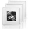 VUVUZULA Set di 3 cornici portafoto in legno bianco, 20 x 20 cm, quadrate, in MDF, con passepartout, 12 x 12 cm