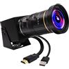 ELP Telecamera USB 4K HDMI con zoom ottico 10X 5-50mm Ultra HD 2160P per videoconferenze per computer, Plug and Play Webcam per Windows, Linux, Android
