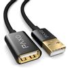 PAXO Prolunga USB 2.0 in nylon da 3 m nera, cavo di prolunga A-A, spina in alluminio, rivestimento in tessuto