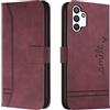 Bravoday Cover per Galaxy A04 / Galaxy A04S / Galaxy A13, Flip Custodia in Pelle PU Portafoglio Custodia per Galaxy A04 / A04S / A13, con Slot per Schede, Vino Rosso