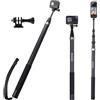Wiseten 3M/300CM Bastone per Selfie in Fibra di Carbonio er Insta 360 X5 X4 X3 DJI Osmo Pocket 3/4, Ultra Lungo Invisibile Selfie Stick Monopiede Asta con Adattatore per GoPro Hero 13 12 11 10 Black