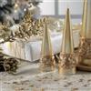 MASCAGNI CASA Candela di Natale Pino 15cm Oro Decorazione Natalizia Cera