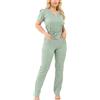 Ausing Elegante Uniforme Medica da Donna Verde S Top a Maniche Corte con Tunica Pantaloni con Fiocco Set Scrub Leggero