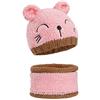 MengH-SHOP Bambino Berretti e Cappellini Infantile Berretto a Maglia Caldo con Sciarpa a Cerchio Scaldacollo per 1-3 Anni Ragazzo Ragazza (Rosa)