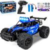 Joellfuner Macchina Telecomandata per Bambini, 2.4Ghz 1:16 Macchina Radiocomandata con Luce LED Quattro Colori, 20KM/H Monster Truck Telecomandato con marce alte e basse per bambini 3+ anni (Blu)